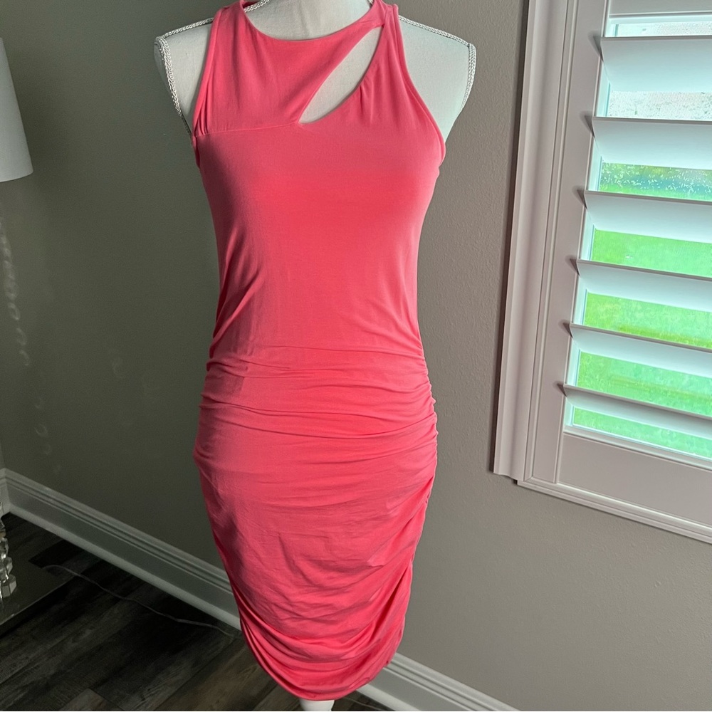 Express Coral Ruched Dress. Size S. Comfy fit. Like New.
